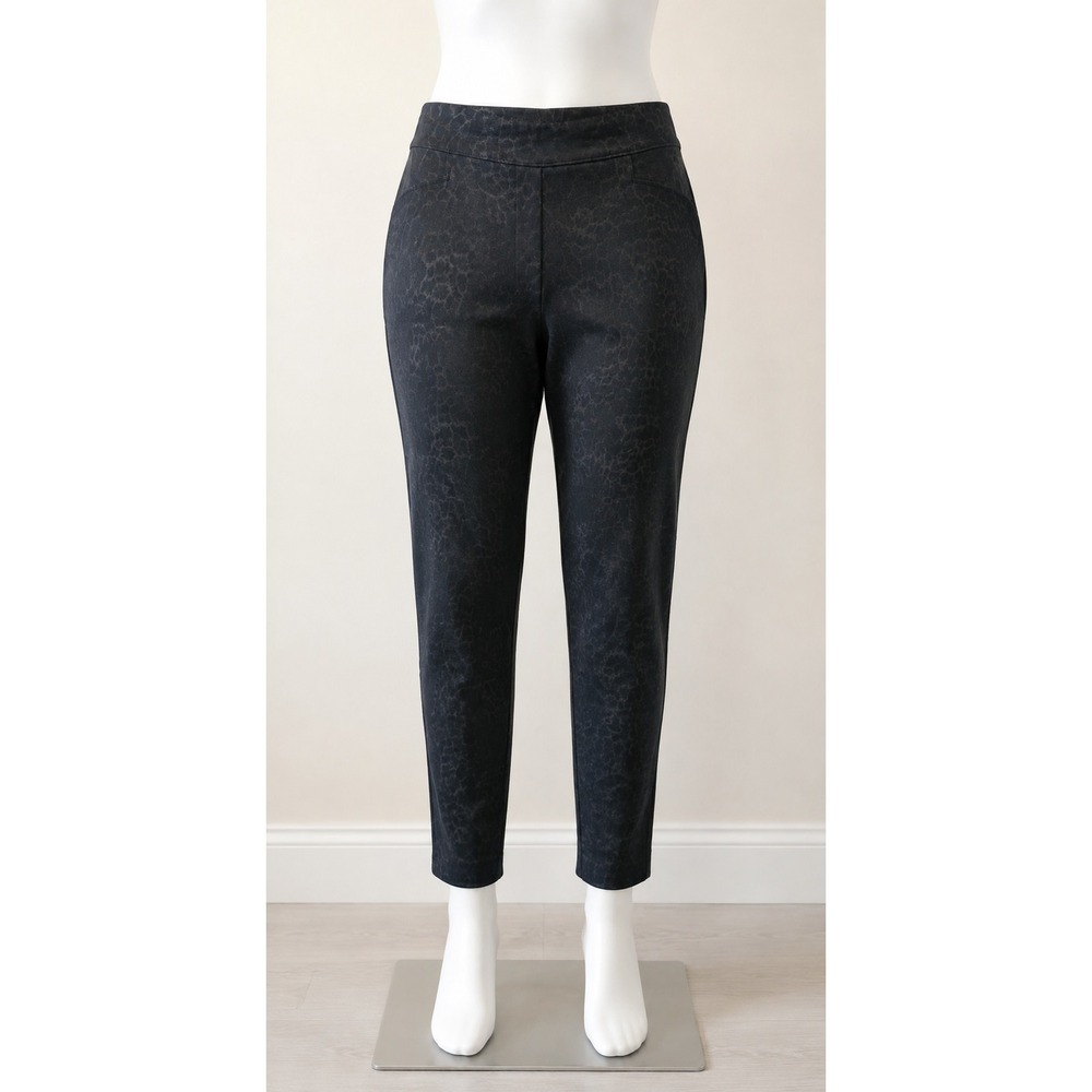 Chicos Brigitte So Slimming Pants Black Leopard Animal Print Size 3 US 16 Ankle